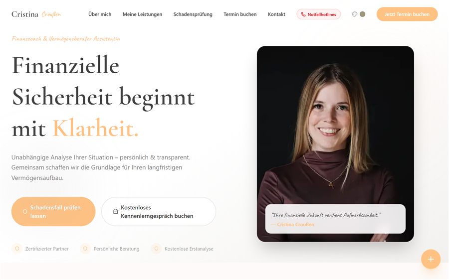 Website von Cristina Croußen, Finanzcoach